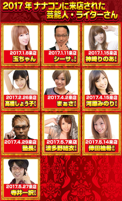 ナナコンに来店された芸能人・ライターさん