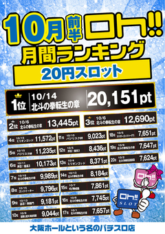 2017年 10月度前半 月間ランキング♫
