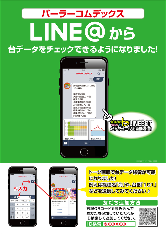 LINE@でも台データをチェック！