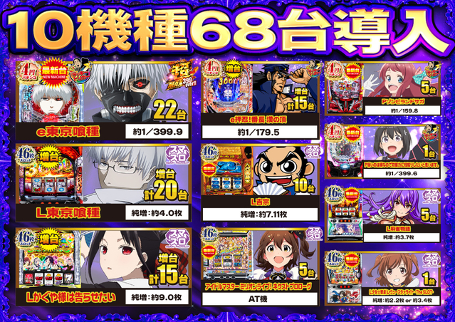 4月23日(水)新台入替★朝9時開店!!10機種68台導入!!