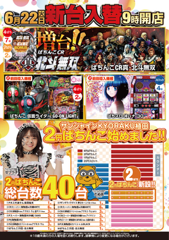 新台入替9時開店!!2円ぱちんこ始めました!!